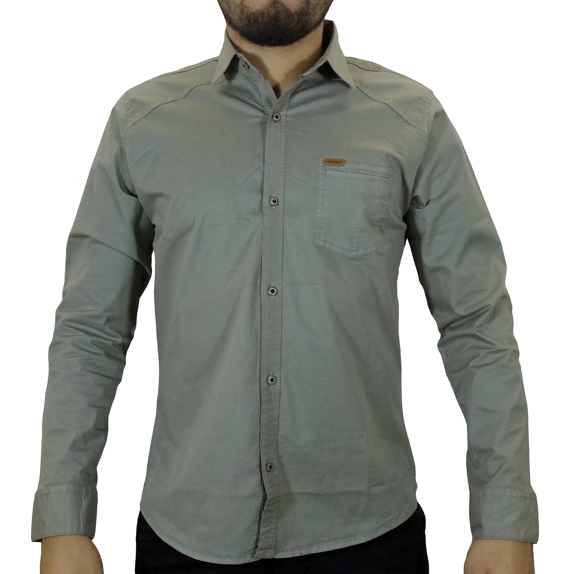 Camisa Drill Manga Larga Para Hombre Verde Olivo – Boutique Boys