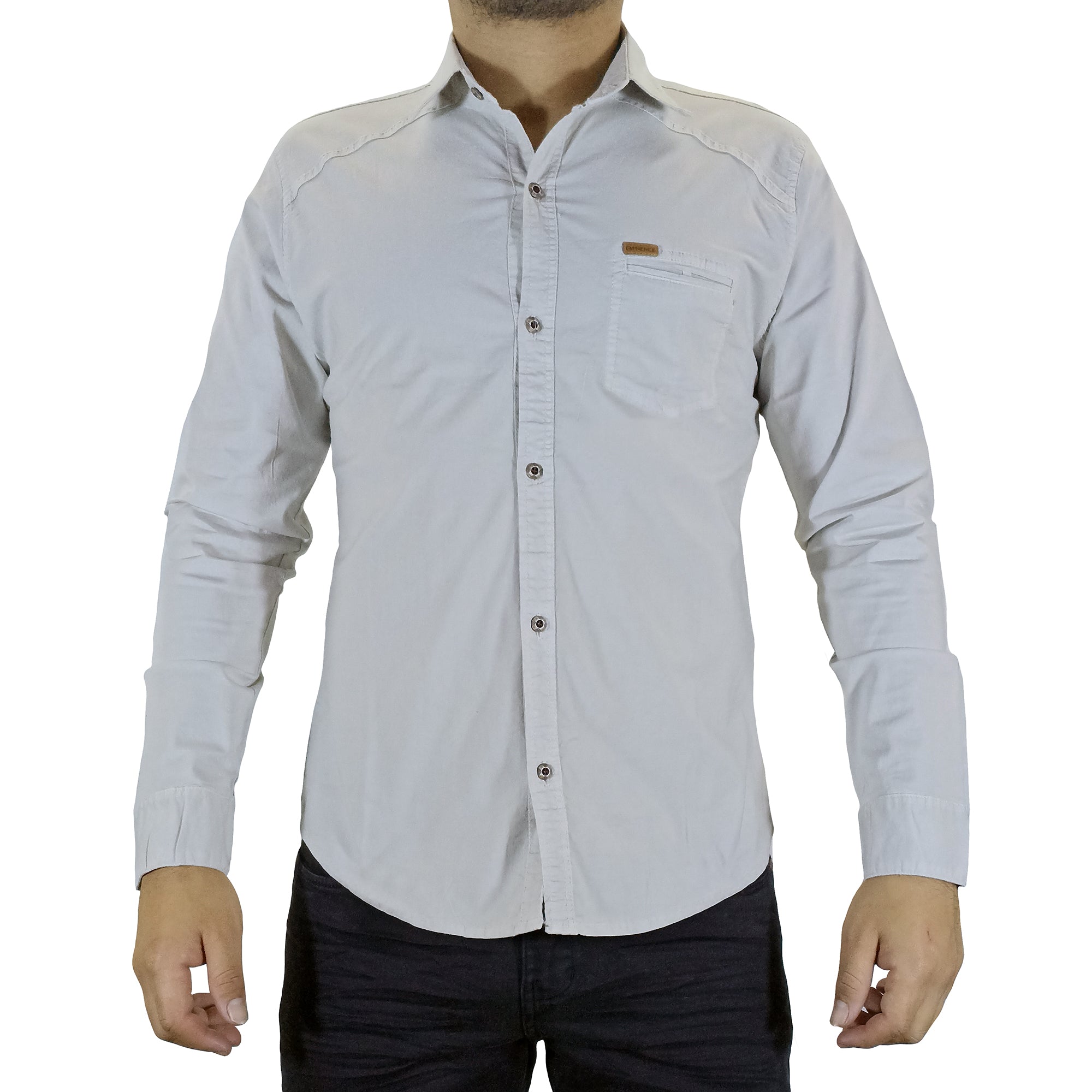Camisa Drill Manga Larga Para Hombre - Arena