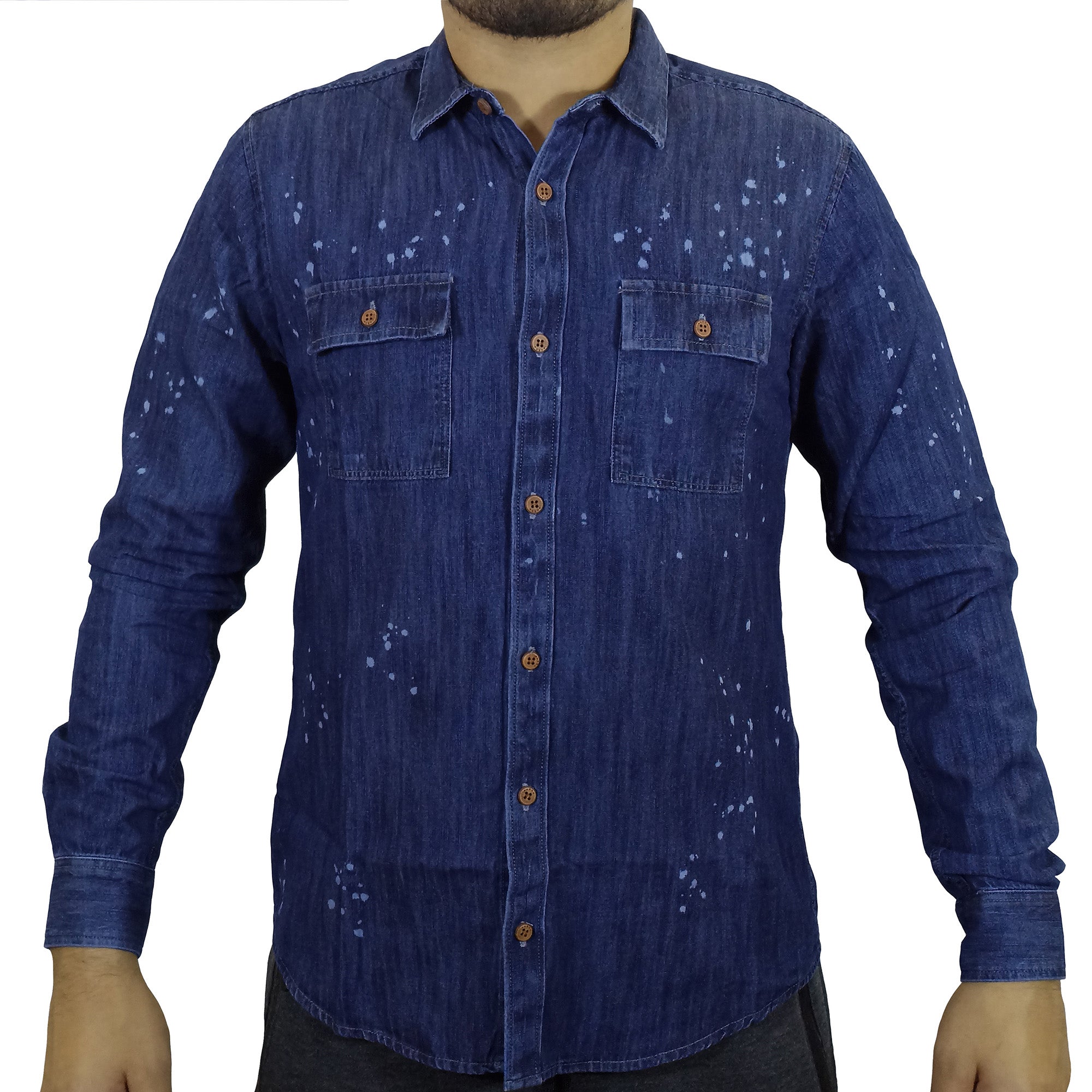 Fashion camisa manga larga jean hombre