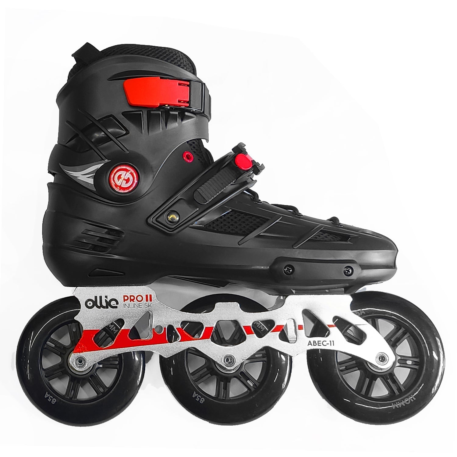 Patines Lineales 3 Ruedas Ollie - Negro y Rojo | YS-R2-B