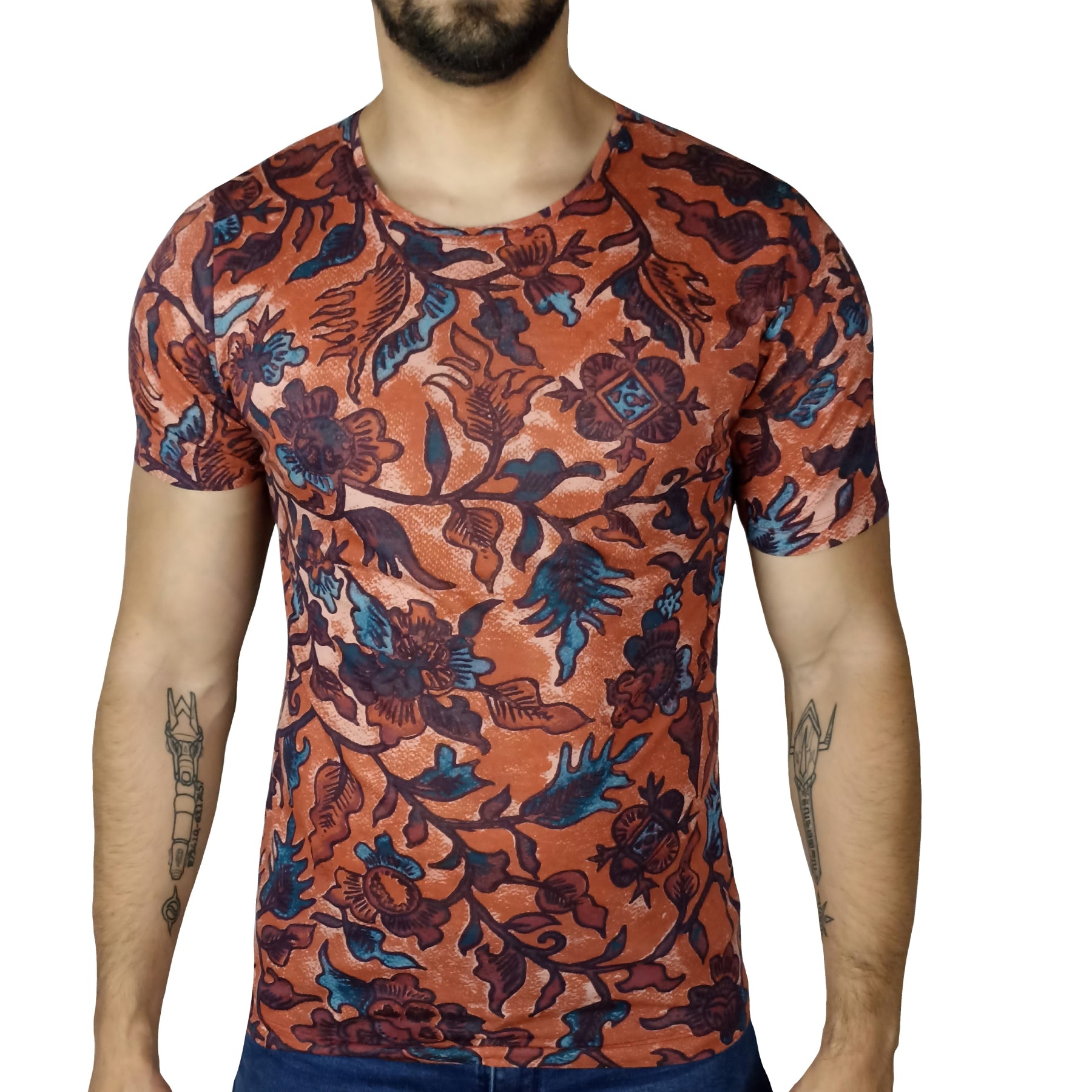 Polo Moda Manga Corta Hombre Hojas - Camel