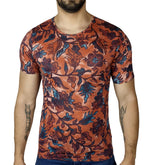 Polo Moda Manga Corta Hombre Hojas - Camel