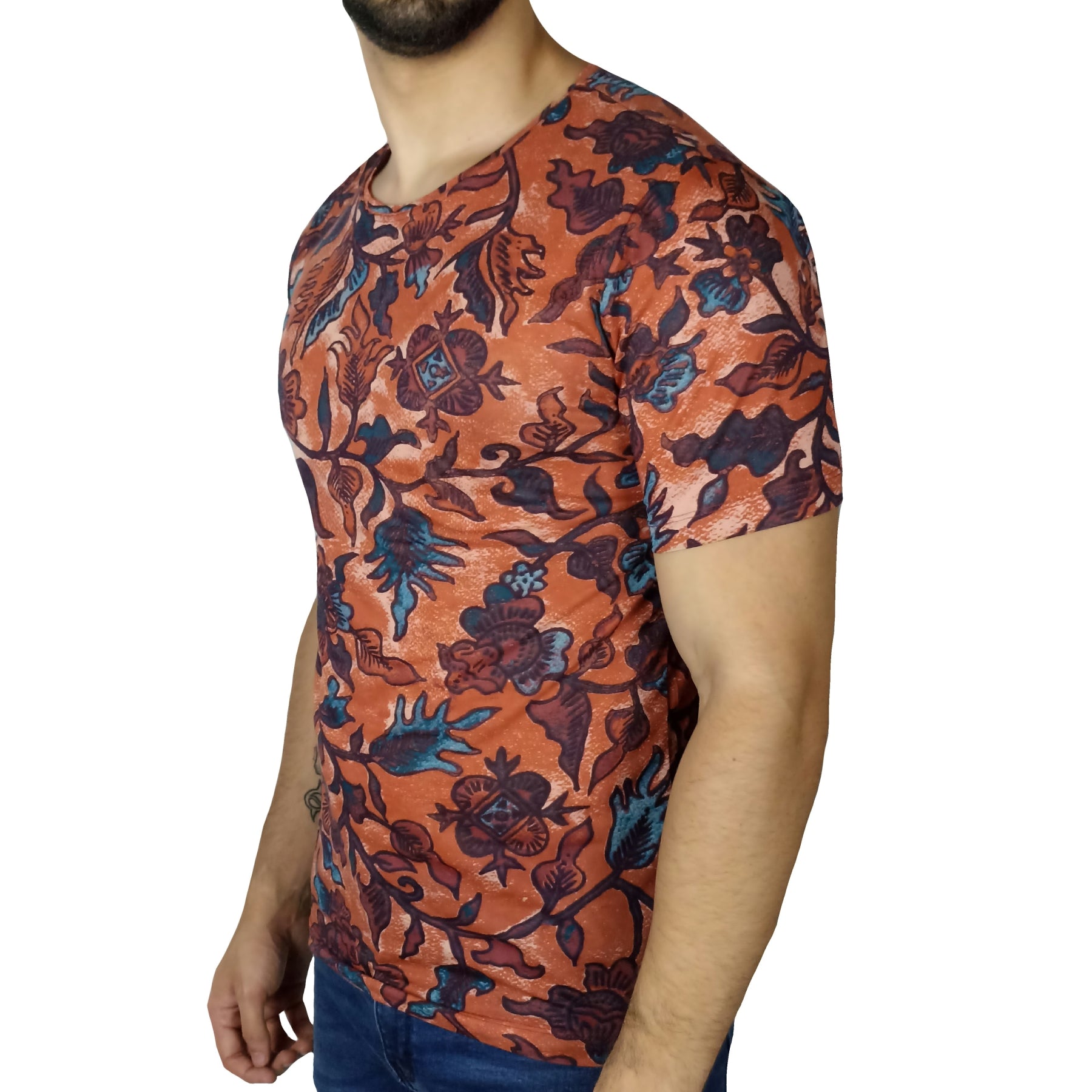 Polo Moda Manga Corta Hombre Hojas - Camel
