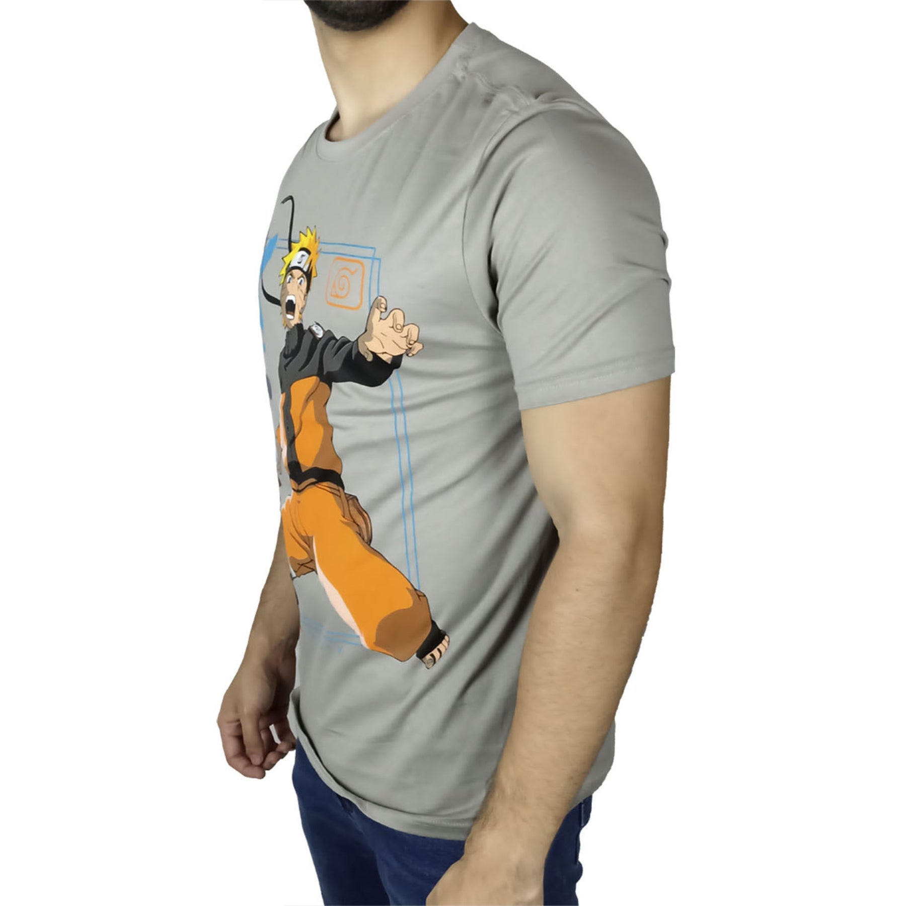 Polo Manga Corta Hombre Naruto - Plomo