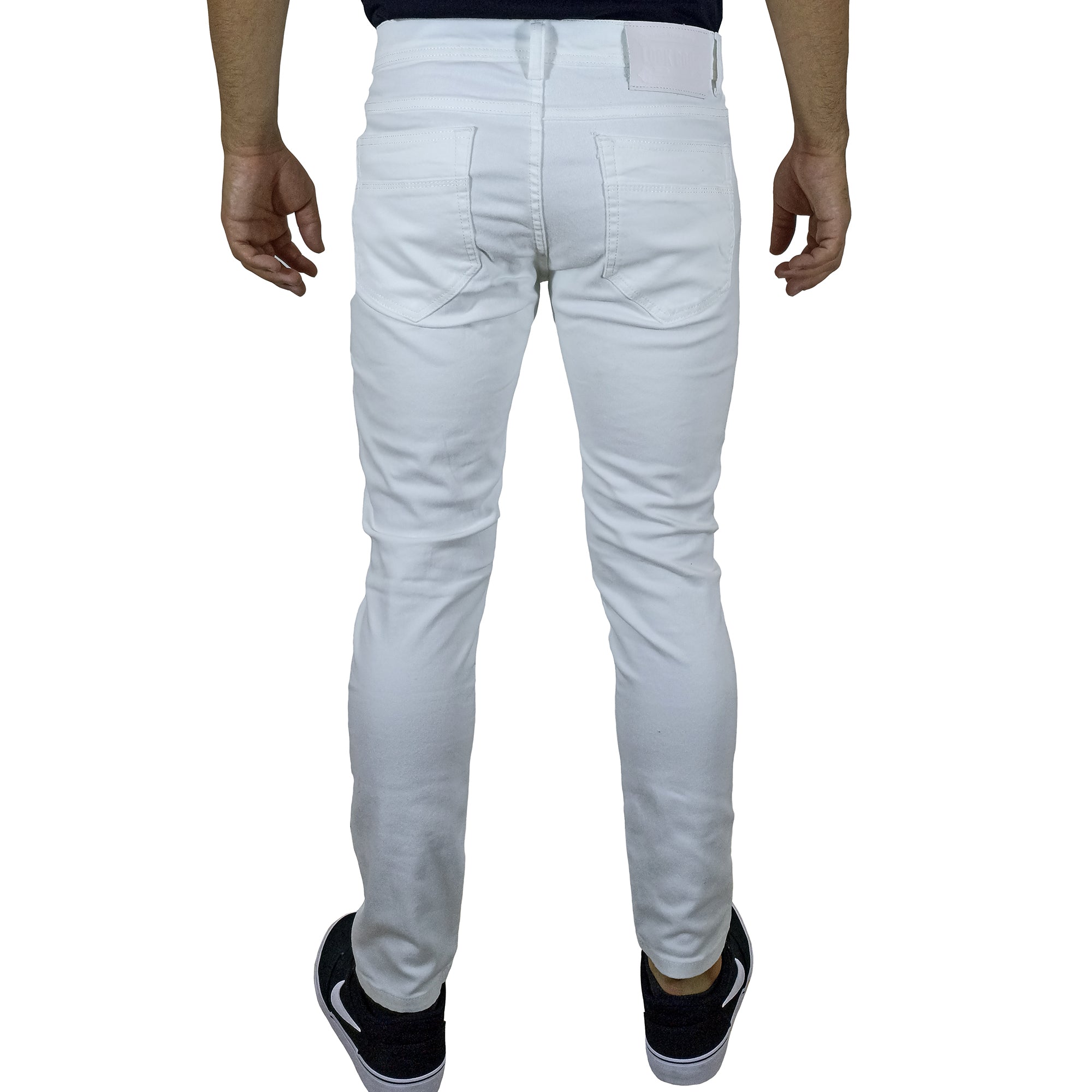 Pantalon Blanco Entubado Hombre Pantalón Skinny De Gabardina