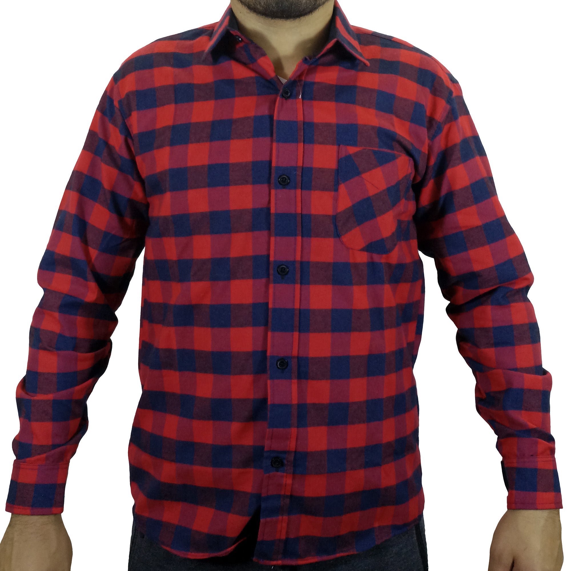 Camisa Franela Manga Larga Para Hombre - Rojo
