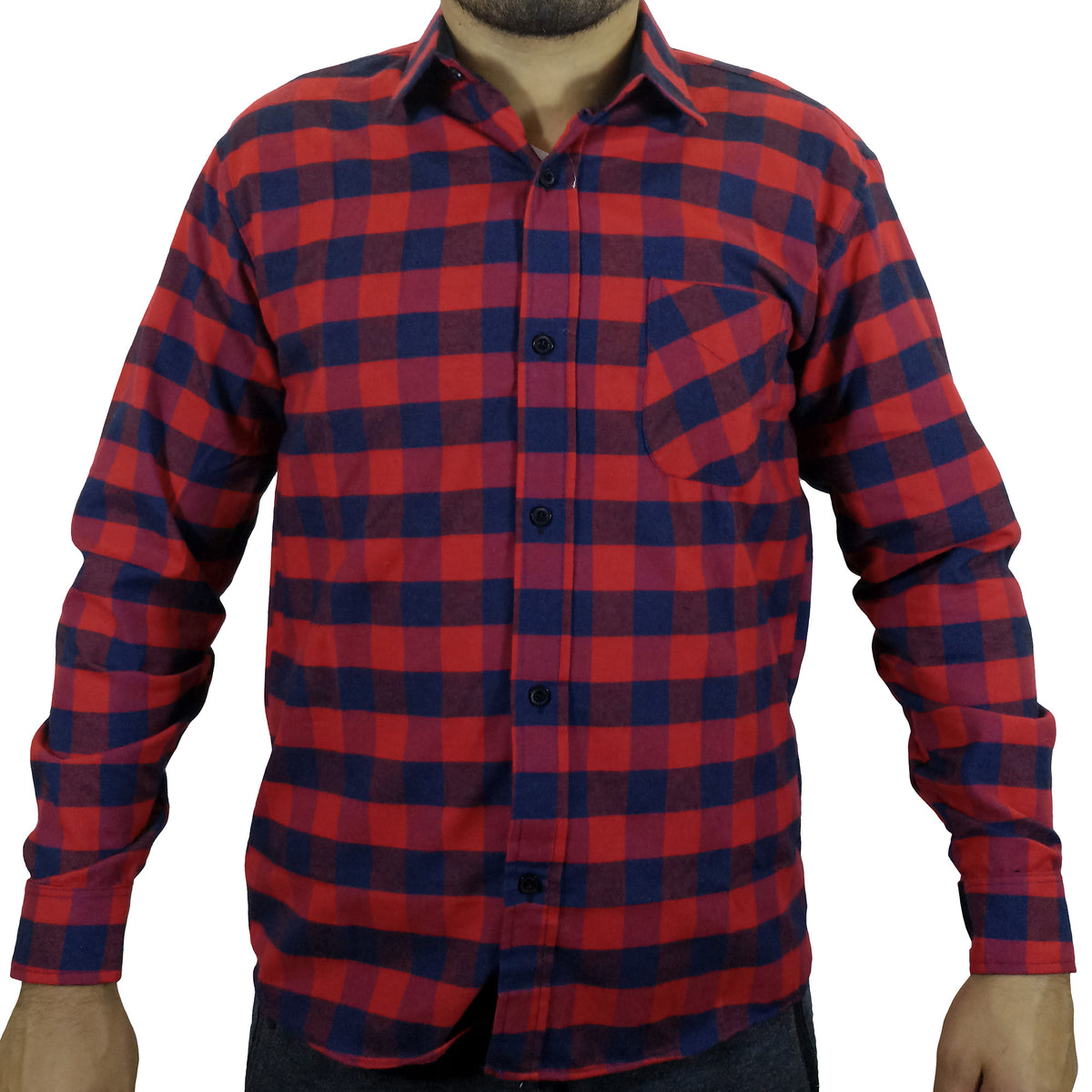Camisa Franela Manga Larga Para Hombre - Rojo