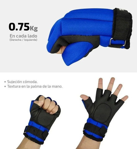 Guantes Everbest con Peso 0.75 kg - Azul | EB21611