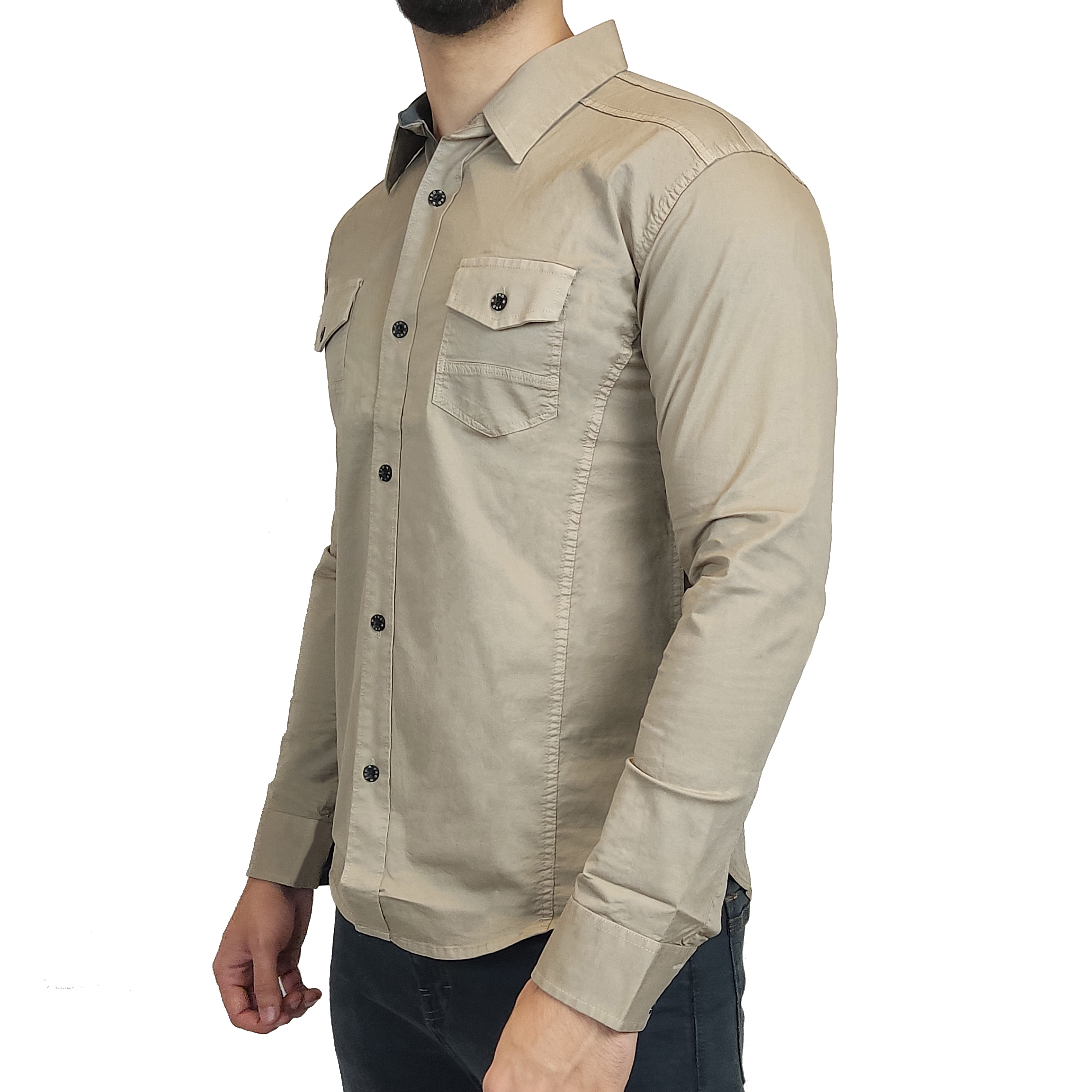 Camisa Manga Larga Fkd Hombre Drill Camel Boutique Boys